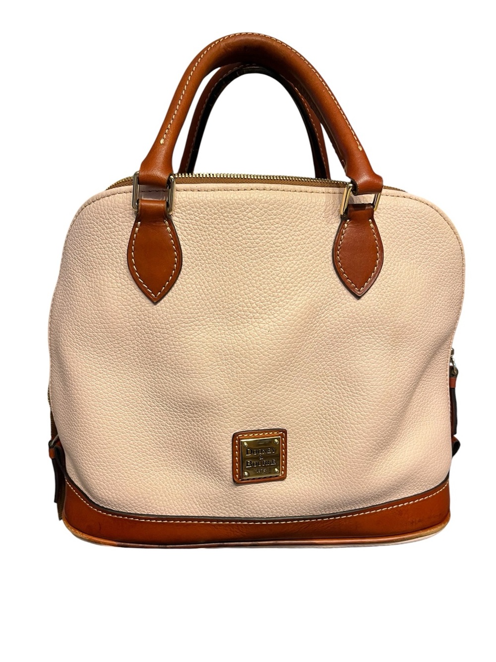 Dooney & Bourke Blush Pink Pebbled Leather Purse with Brown Trim